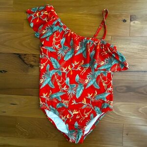 Janie&Jack Girls One Piece Swimsuit One Shoulder Red. Size 10 US, Kids